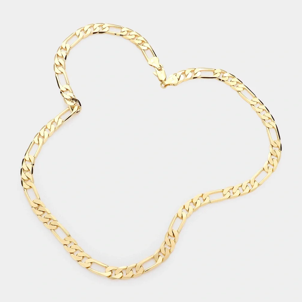 Gold Plated Figaro Metal Chain Necklace